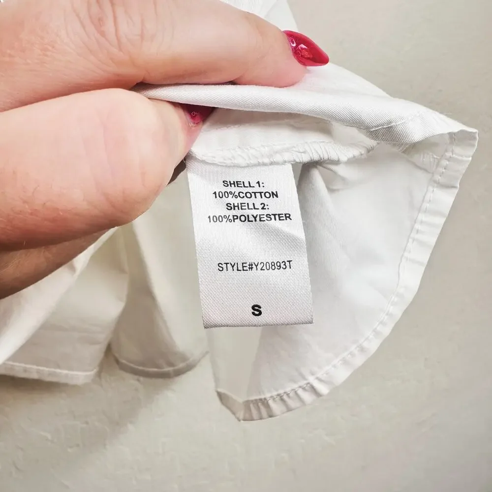 Pomander Place Tuckernuck Tinsley White Sheer Puff Sleeve Blouse Top Small